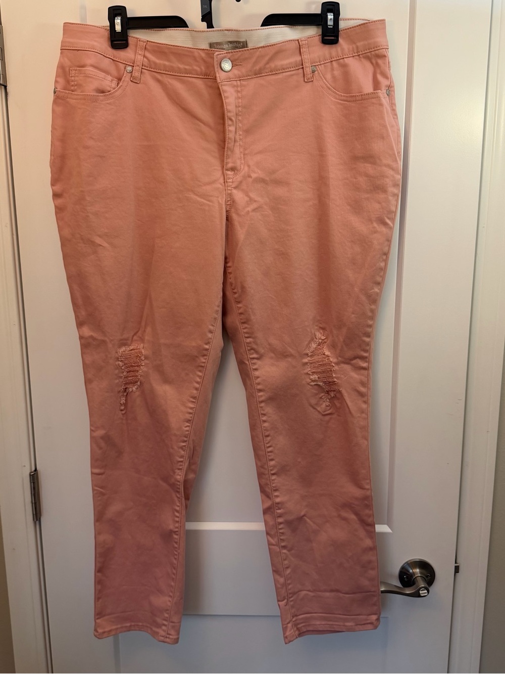 20W Woman within Peach Distressed Stretch Jeans